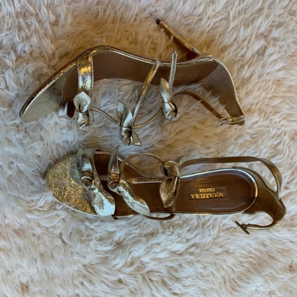 ❌SOLD❌Aquazzura St. Tropez Tied Bow Metallic Heel - Picture 4 of 10